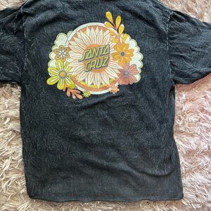 Santa Cruz Skateboards Black Tee with Floral Graphic